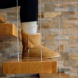 Vlnka Vysoké bačkory s ovčí vlnou Světle hnědá pantofle, bačkory POUZE 35-36 (VÝPRODEJ)