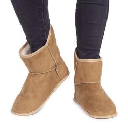 Vlnka Vysoké bačkory s ovčí vlnou Světle hnědá pantofle, bačkory POUZE 35-36 (VÝPRODEJ)