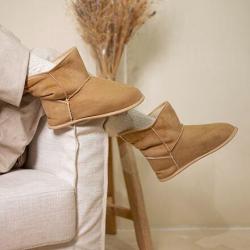 Vlnka Vysoké bačkory s ovčí vlnou Světle hnědá pantofle, bačkory POUZE 35-36 (VÝPRODEJ)