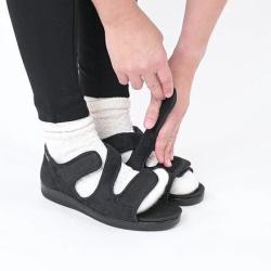 Vlnka Zdravotní ortopedická obuv otevřená se širokým otevíráním Černá POUZE EU 36 (VÝPRODEJ)