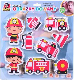 Vodolepky soft pěnové hasiči set 9ks do vany do vody Vodolepky soft pěnové hasiči set 9ks do vany do vody