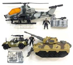 Vojenská army sada figurky s vojenskými vozidly a doplňky 3 druhy plast