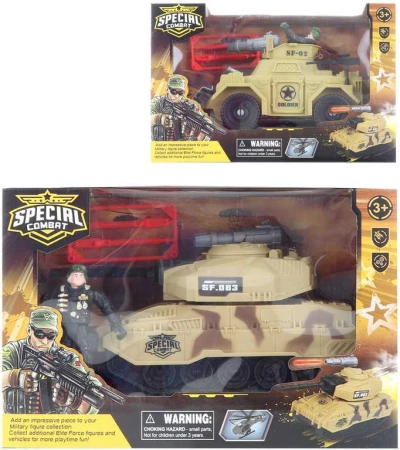Vojenská sada obrněné army vozidlo s figurkou s funkčním dělem 2 druhy plast Vojenská sada obrněné army vozidlo s figurkou s funkčním dělem 2 druhy plast