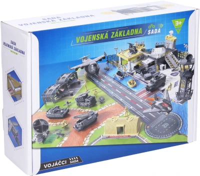 Vojenská základna velký set mapa s army vozidly s figurkami a doplňky