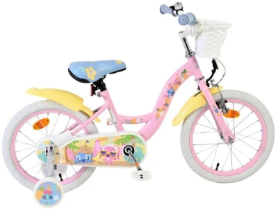 VOLARE Dětské kolo Stitch 16 růžové balanční kolečka s košíkem VOLARE Dětské kolo Stitch 16 růžové balanční kolečka s košíkem