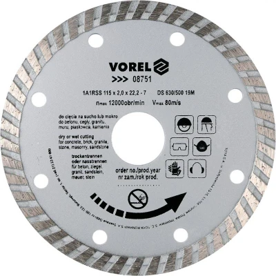 Vorel Kotouč řezný diamantový 115 x 22,2 x 2,0 mm turbo Vorel Kotouč řezný diamantový 115 x 22,2 x 2,0 mm turbo
