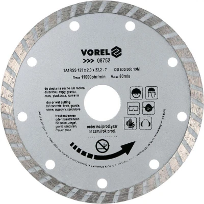 Vorel Kotouč řezný diamantový 125 x 22,2 x 2,0 mm turbo