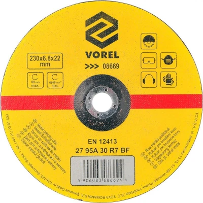 Vorel Kotouč brusný na kov 230 x 22 x 6,8 mm vypouklý Vorel Kotouč brusný na kov 230 x 22 x 6,8 mm vypouklý