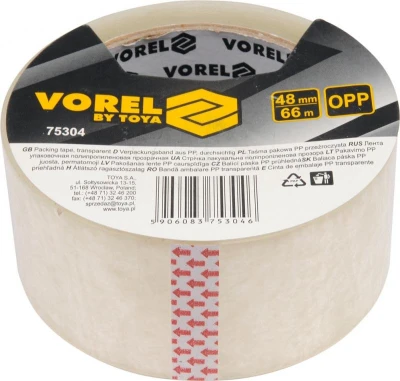 Vorel Páska balící PP průhledná, 48 mm x 66m