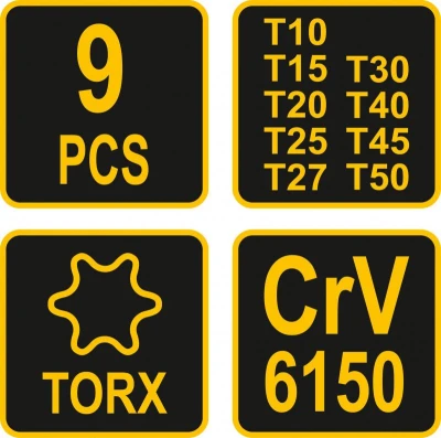 Vorel Sada klíčů TORX [34]T[34] 9 ks