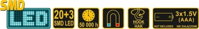 Vorel Svítilna otočná 20+3 LED