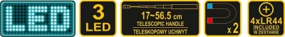 Vorel Svítilna TELESKOP s magnetem 3 LED