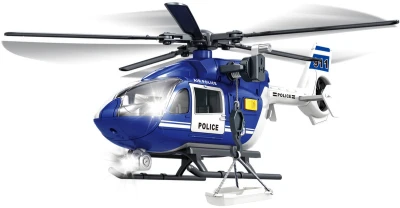 Vrtulník policejní modrá helikoptera Policie na baterie Světlo Zvuk