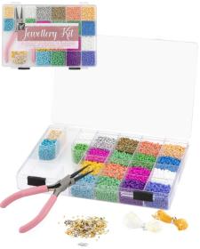 Výroba šperků velký dětský kreativní set navlékací korálky s kleštičkami a provázky