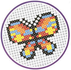 Vyšívání křížkovým stehem kulatý obrázek v rámečku set s bavlnkami 6 druhů