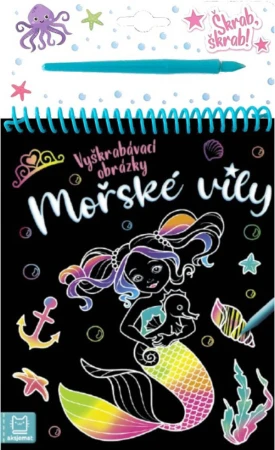 Vyškrabávací obrázky Mořské víly 16x26cm set se škrabacím perem