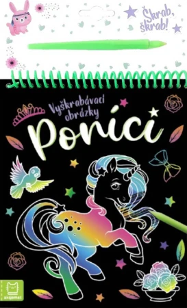 Vyškrabávací obrázky Poníci 16x26cm set se škrabacím perem
