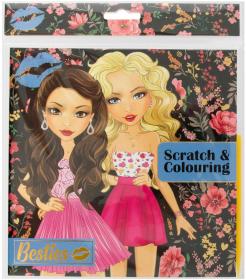 Vyškrabovací obrázky Dívčí kreativní sešit 12 obrázků se škrabacím perem