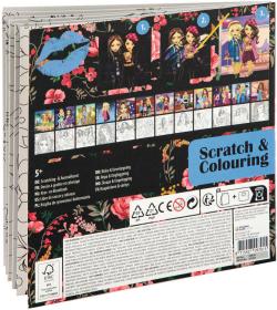 Vyškrabovací obrázky Dívčí kreativní sešit 12 obrázků se škrabacím perem