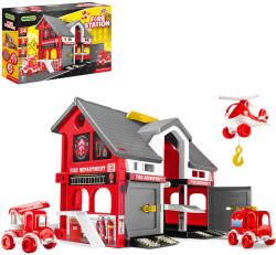 Wader Požární stanice 2 patra herní set se 2 auty a vrtulníkem plast