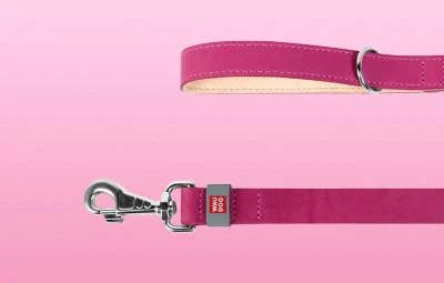Waudog Classic růžové 25 mm x 122 cm kožené vodítko pro psy