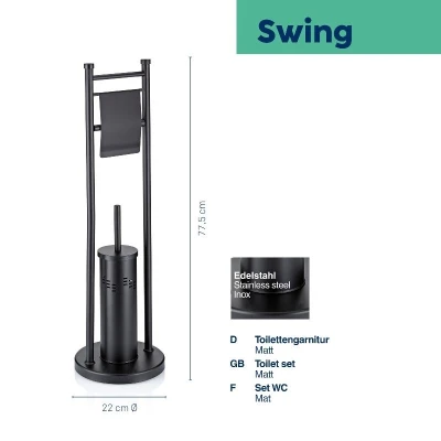 WC sada Swing, černá 22x77,5 cm