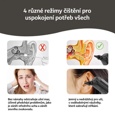Wellife Elektrický čistič uší PURE WASH OME01 černý