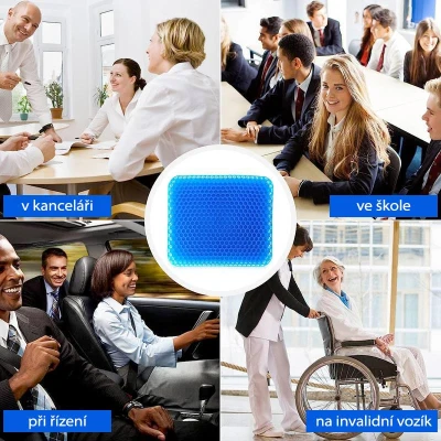 Wellife Gelový podsedák s protiskluzovým potahem COMFY 38 x 36 x 3 cm, MGP2