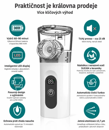 Wellife Přenosný ultrazvukový inhalátor SY308 – nebulizér