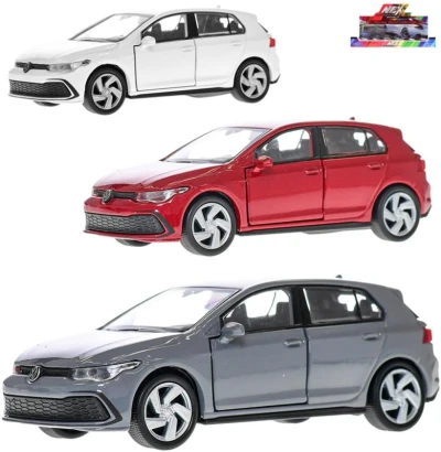 Welly Auto Volkswagen Golf 8 GTI zpětný chod kov 3 barvy Welly Auto Volkswagen Golf 8 GTI zpětný chod kov 3 barvy
