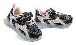 Wojtylko 1A26416 černo růžové polobotky s blikající podešví