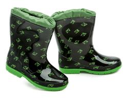 Wojtylko 3G5075C čierno zelené detské gumáky Minecraft