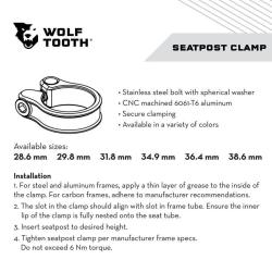 Wolf Tooth Sedlová Objímka 31.8mm Černá