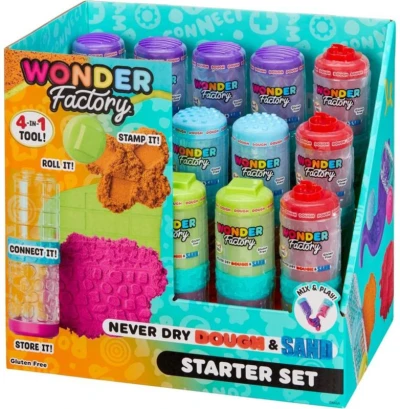 WONDER FACTORY Set písek + modelína nevysychající 4 barvy