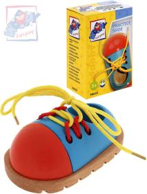 Woody DŘEVO Botička šněrovací zavazovací (dřevěná hračka)
