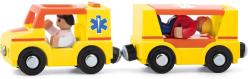 Woody DŘEVO Auto ambulance sanitka s vagonkem a 4 figurkami doplněk k vláčkodráze Woody DŘEVO Auto ambulance sanitka s vagonkem a 4 figurkami doplněk k vláčkodráze