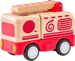 Woody DŘEVO Auto baby hasiči na setrvačník na baterie Světlo Zvuk Woody DŘEVO Auto baby hasiči na setrvačník na baterie Světlo Zvuk