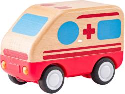Woody DŘEVO Auto baby sanitka na setrvačník na baterie Světlo Zvuk Woody DŘEVO Auto baby sanitka na setrvačník na baterie Světlo Zvuk