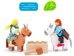 Woody DŘEVO Auto přeprava koní funkční set se 2 koníky a figurkami