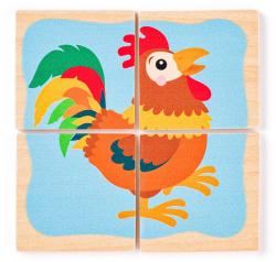 Woody DŘEVO Baby minipuzzle Domácí zvířátka 4x4 dílky v krabičce 4v1