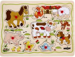 Woody DŘEVO Baby puzzle vkládací na desce s úchyty 8 dílků různé druhy