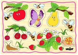 Woody DŘEVO Baby puzzle vkládací na desce s úchyty 8 dílků různé druhy