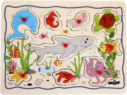 Woody DŘEVO Baby puzzle vkládací na desce s úchyty 8 dílků různé druhy