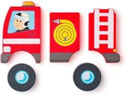 Woody DŘEVO Baby vkládací puzzle auto hasiči skládačka 5 dílků na desce