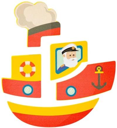 Woody DREVO Baby vkladacie puzzle loďka skladačka 5 dielikov na doske