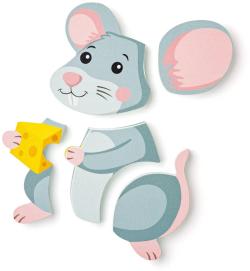 Woody DŘEVO Baby vkládací puzzle myška skládačka 5 dílků na desce