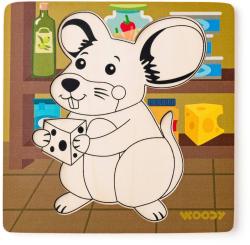 Woody DŘEVO Baby vkládací puzzle myška skládačka 5 dílků na desce