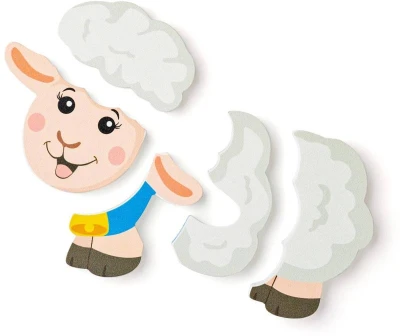 Woody DŘEVO Baby vkládací puzzle ovečka skládačka 5 dílků na desce