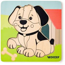 Woody DŘEVO Baby vkládací puzzle pejsek skládačka 5 dílků na desce