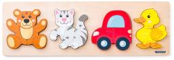 Woody DŘEVO Baby vkládací puzzle skládačka 4 motivy 4v1 na desce Woody DŘEVO Baby vkládací puzzle skládačka 4 motivy 4v1 na desce